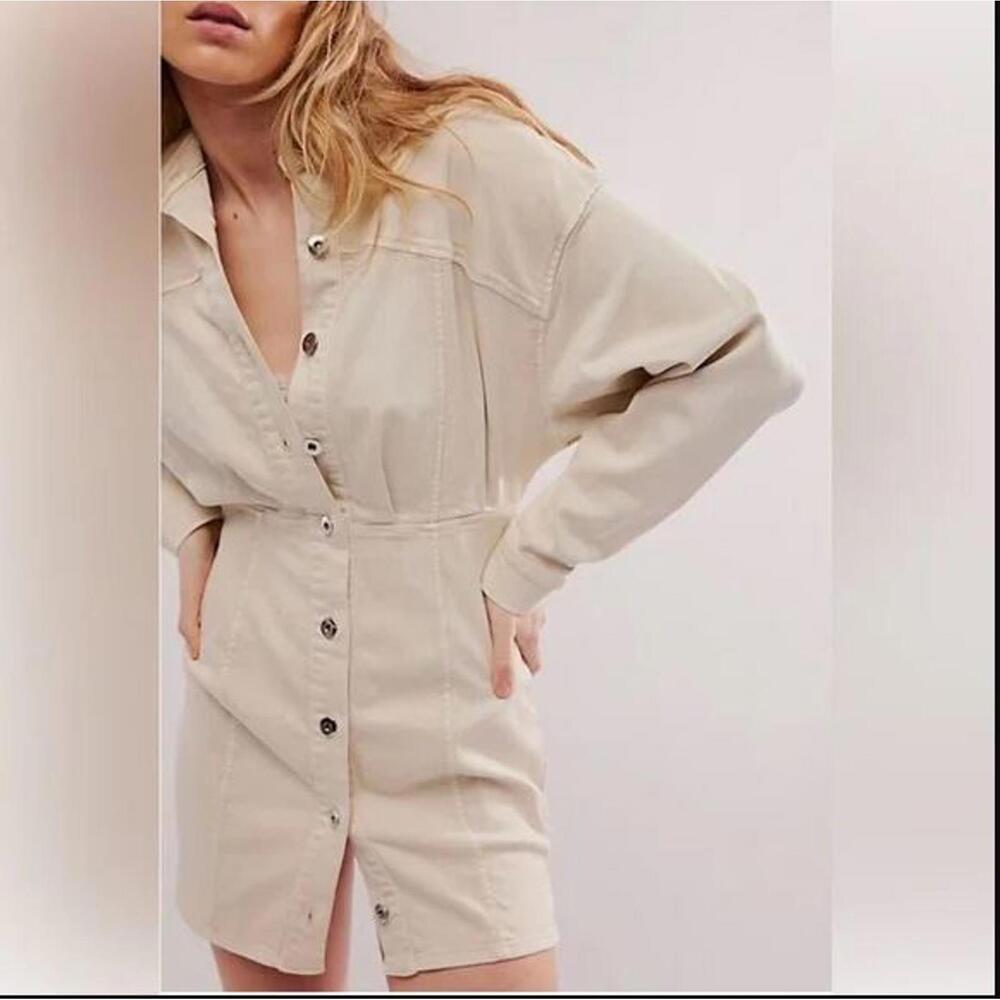 Free People Cream Mini Dress